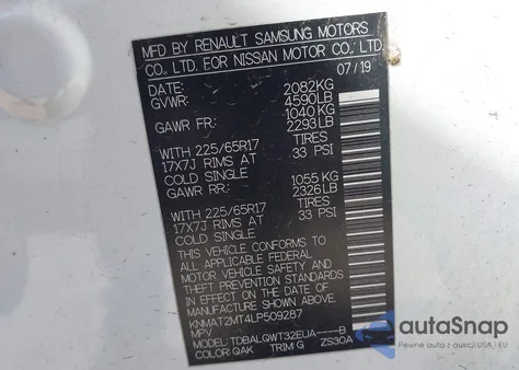 2020 Nissan Rogue Sv Fwd from USA, damaged, VIN KNMAT2MT4LP509287